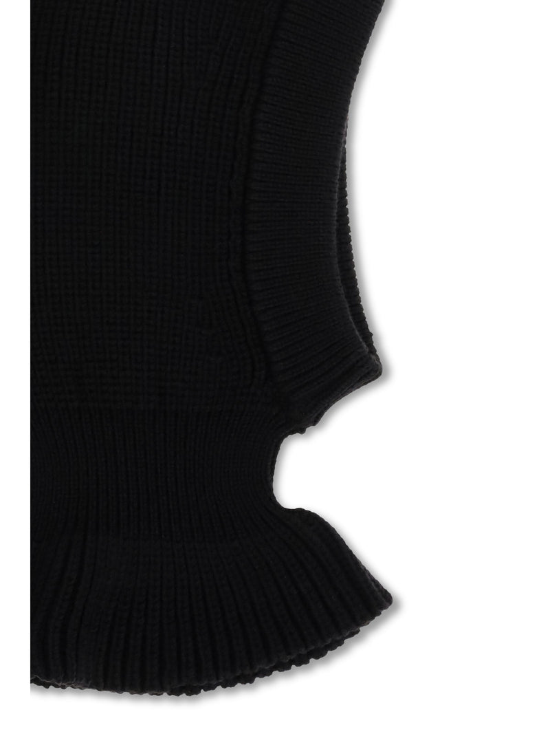 Lemaire Ta0029lk1069 Ribbed Merino Wool Balaclava — Black Ovis Aries Winter Hats