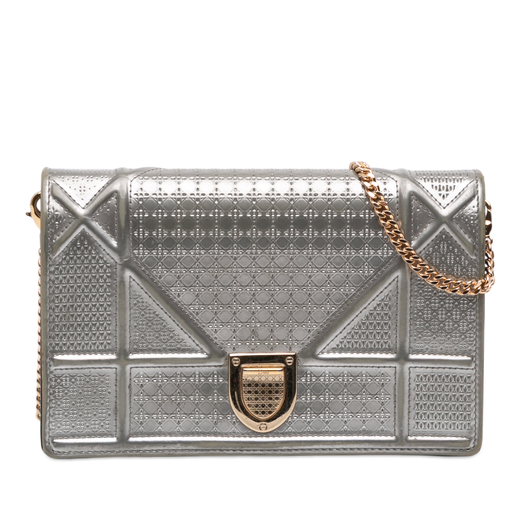 Metallic Patent Microcannage Diorama Wallet on Chain - Image 1
