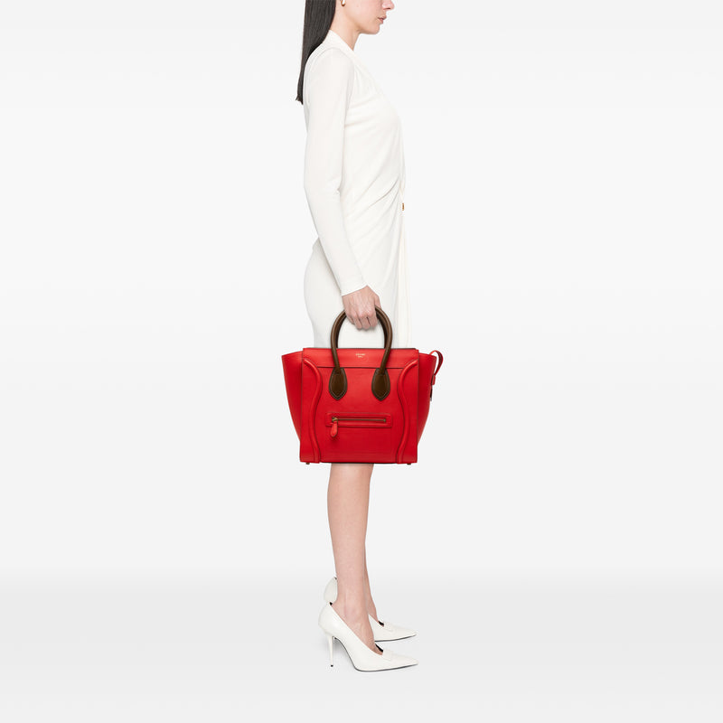 Mini Bicolor Leather Luggage Tote - Image 6