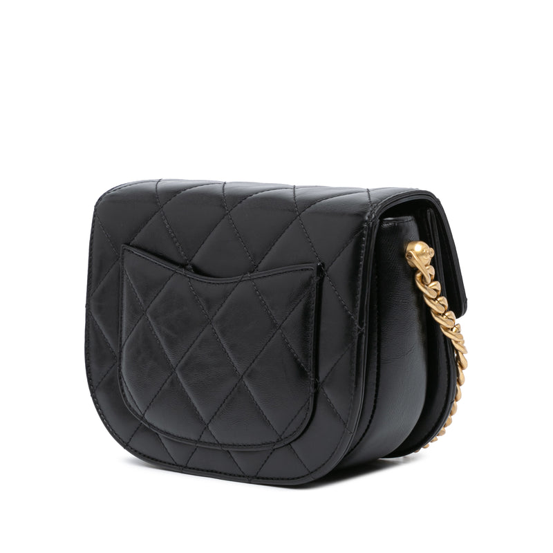 CC Quilted Calfskin Round Moon Messenger Flap - Image 2