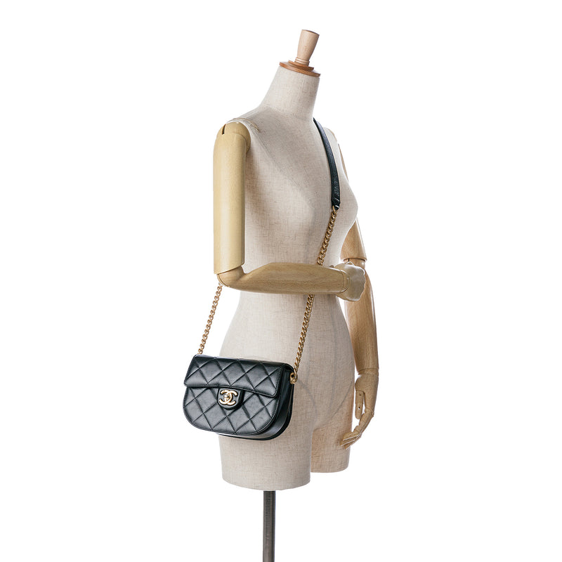 CC Quilted Calfskin Round Moon Messenger Flap - Image 8