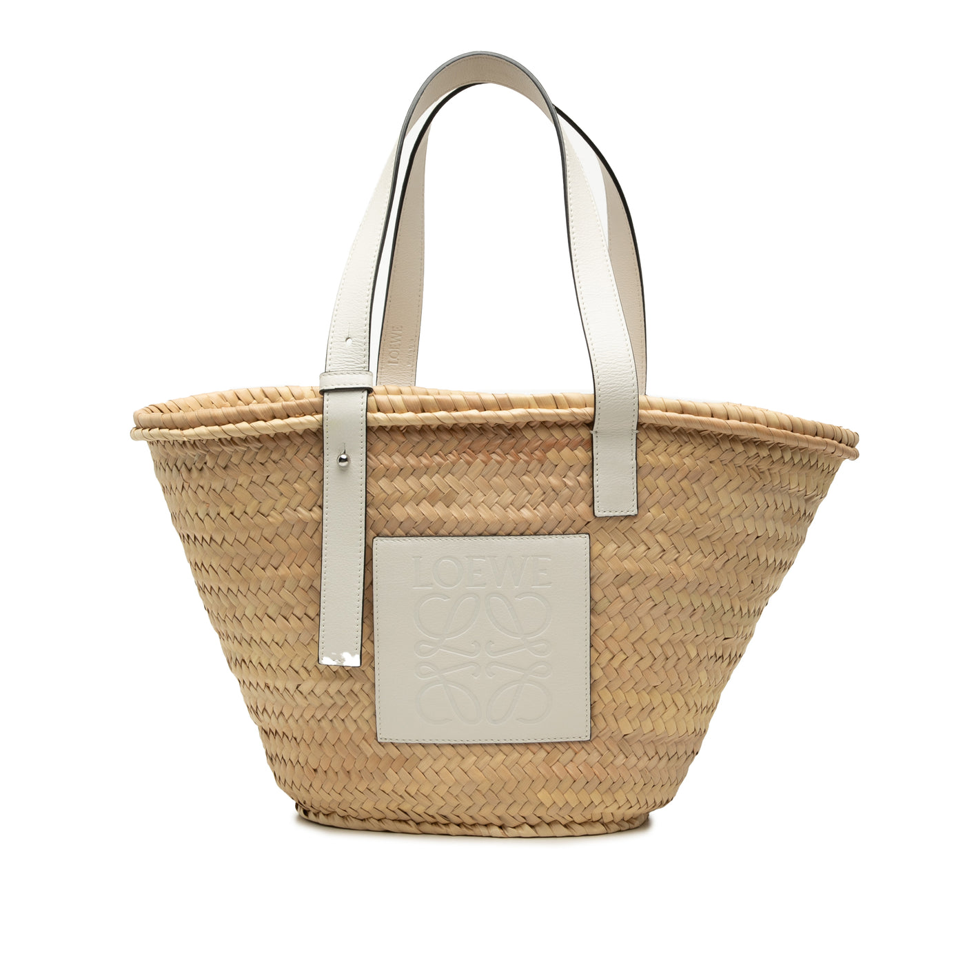 Medium Raffia Anagram Basket Tote - Image 1