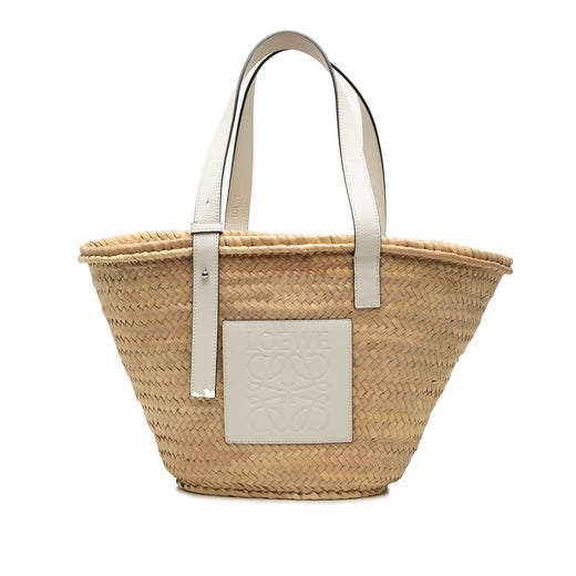 Medium Raffia Anagram Basket Tote - Image 1