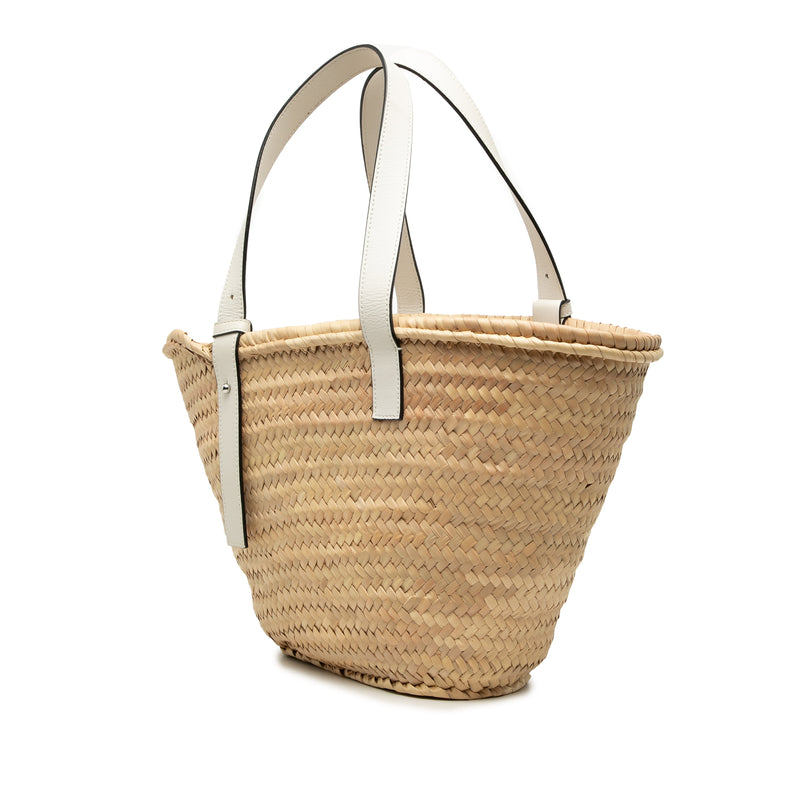 Medium Raffia Anagram Basket Tote - Image 2