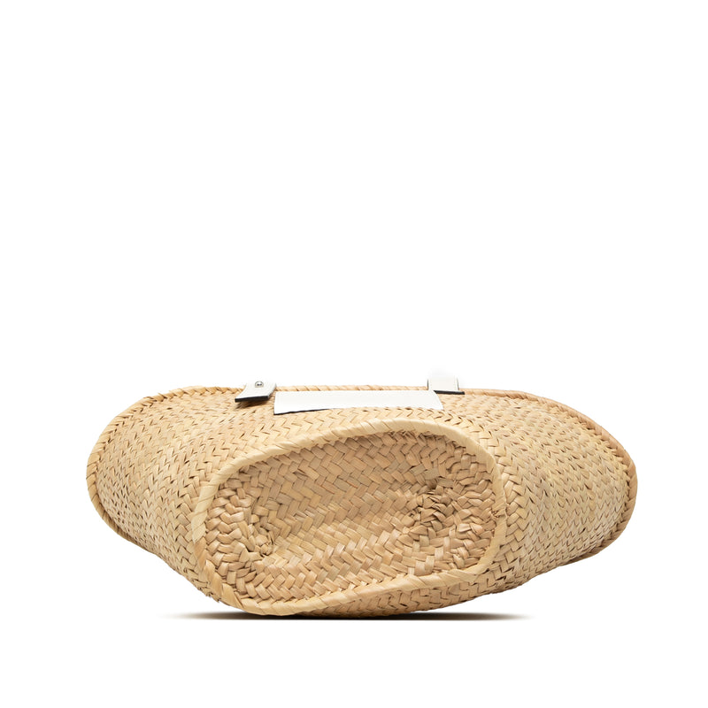 Medium Raffia Anagram Basket Tote - Image 3