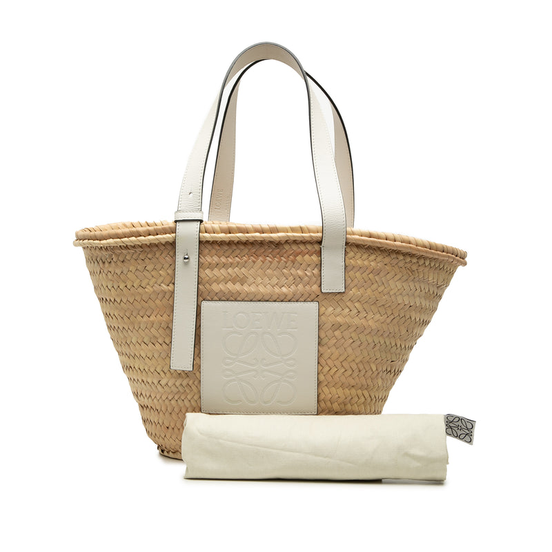 Medium Raffia Anagram Basket Tote - Image 7
