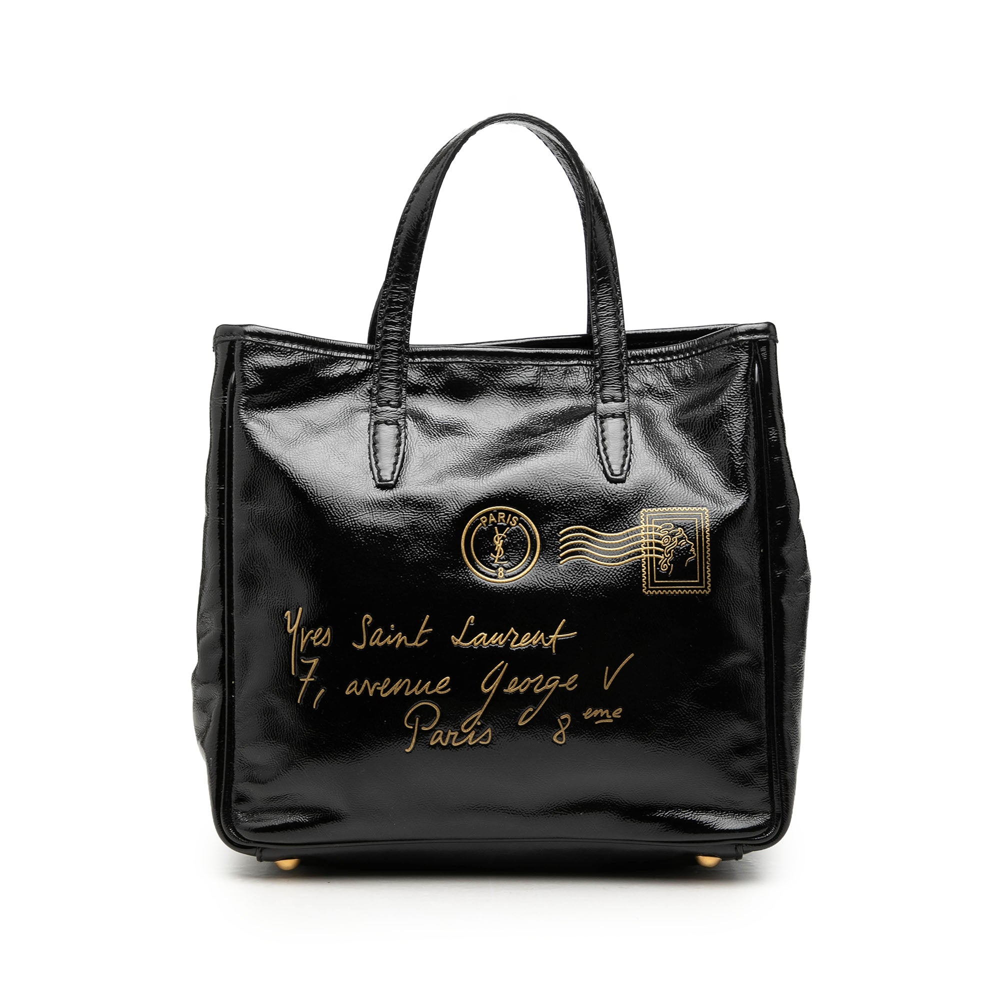 Small Textured Patent Y Mail Tote - Image 1