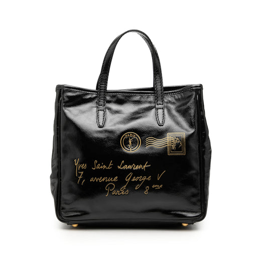 Small Textured Patent Y Mail Tote - Image 1