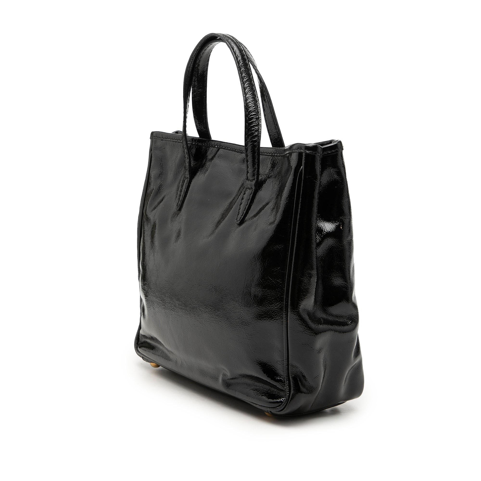 Small Textured Patent Y Mail Tote - Image 2
