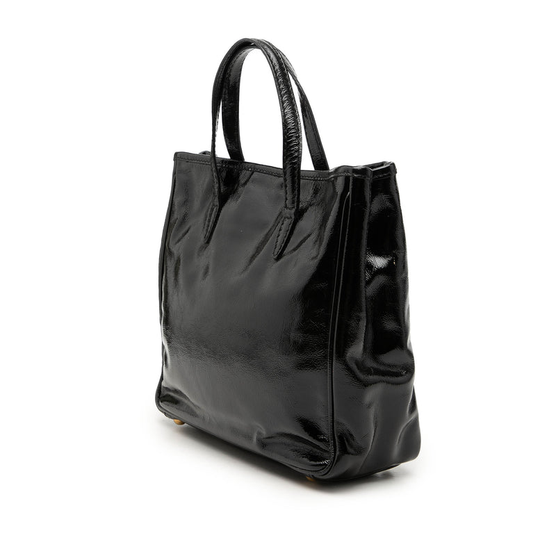 Small Textured Patent Y Mail Tote - Image 2