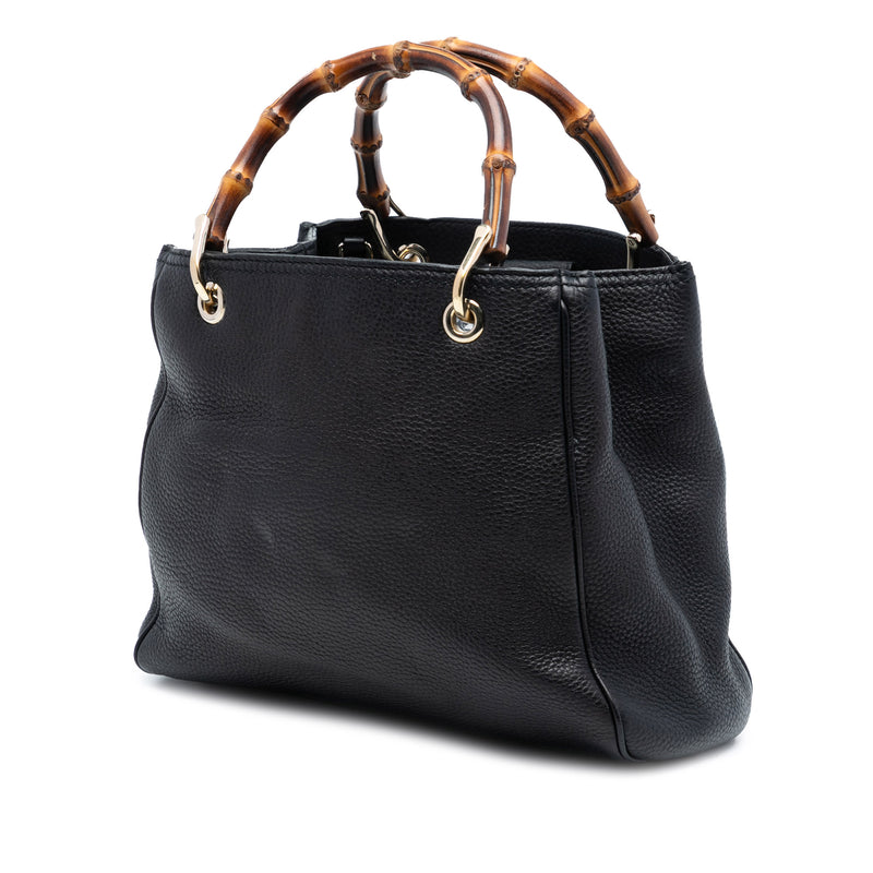 Small Calfskin Bamboo Shopper Satchel - Image 2