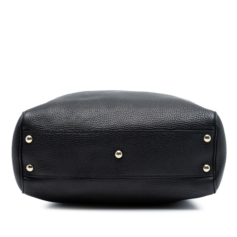Small Calfskin Bamboo Shopper Satchel - Image 3