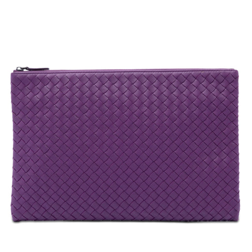 Large Nappa Intrecciato Flat Zip Biletto Pouch - Image 1