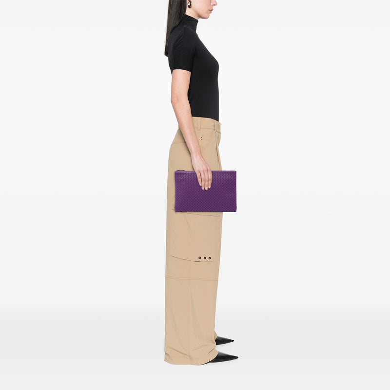 Large Nappa Intrecciato Flat Zip Biletto Pouch - Image 6