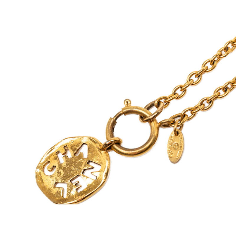 Gold Plated Cut Out Logo Pendant Necklace - Image 4