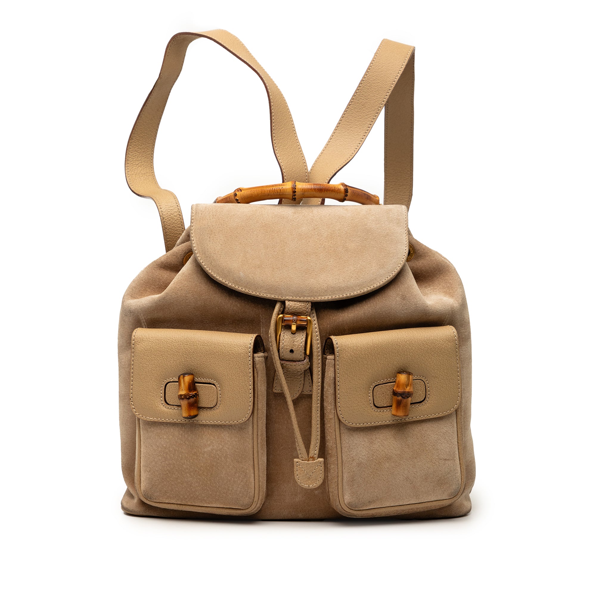 Suede Bamboo Drawstring Backpack - Image 1