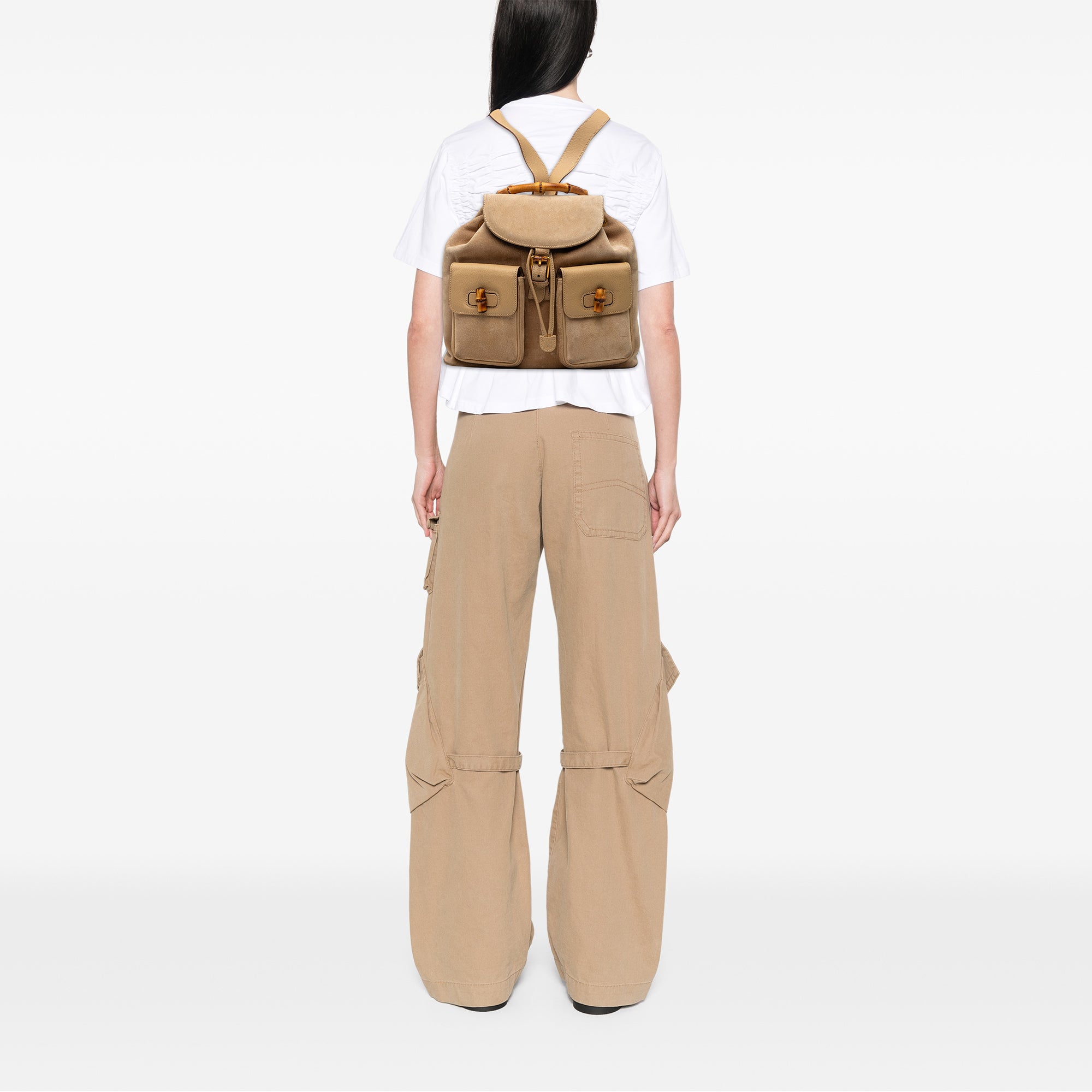 Suede Bamboo Drawstring Backpack - Image 7