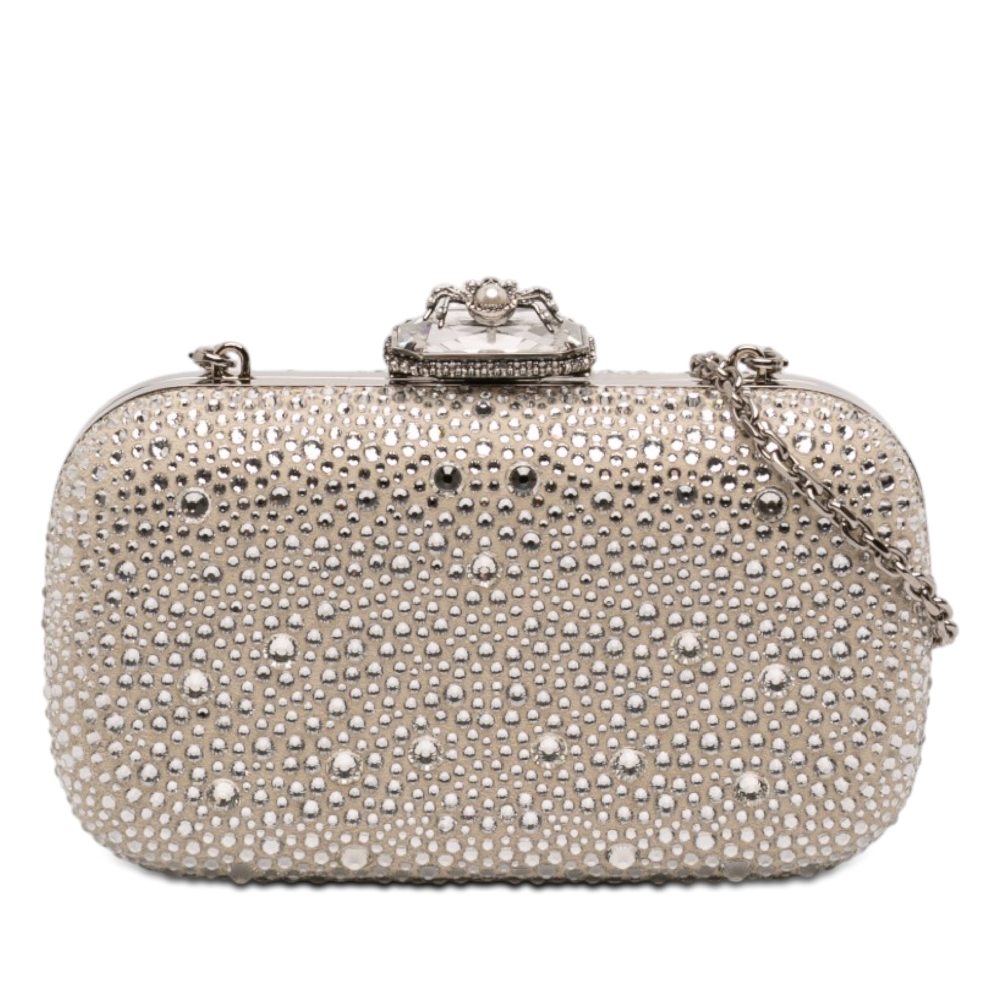 Crystal Embellished Satin Spider Clutch - Image 1