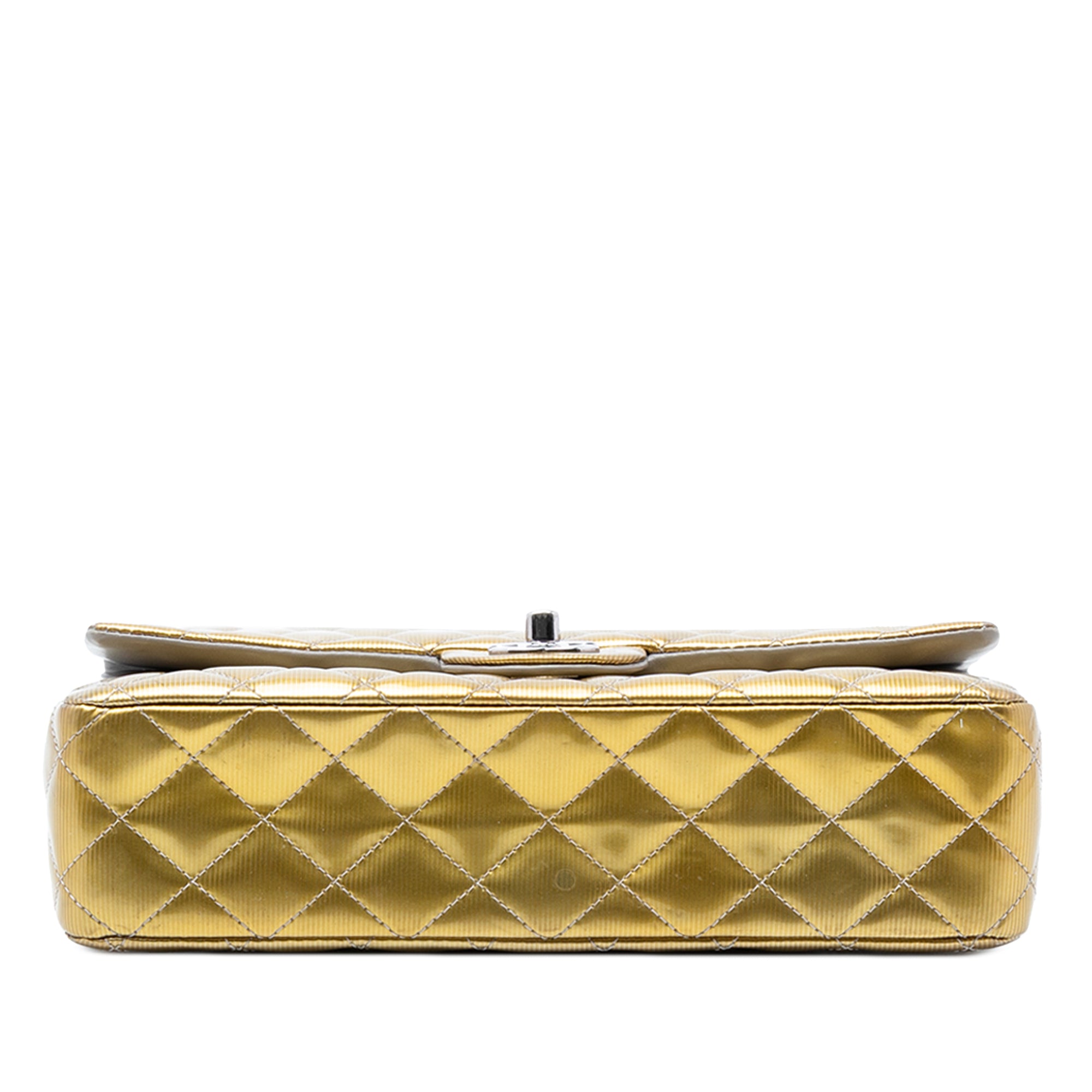 Medium Classic Striated Patent Double Flap - Image 3