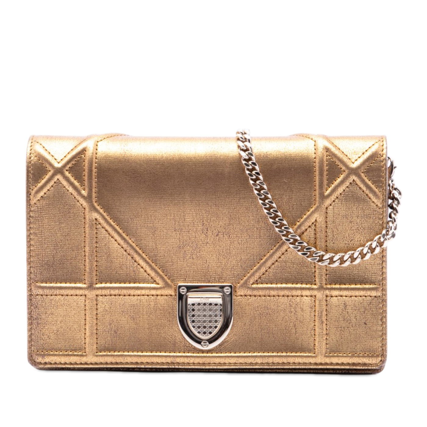 Metallic Calfskin Diorama Wallet on Chain - Image 1