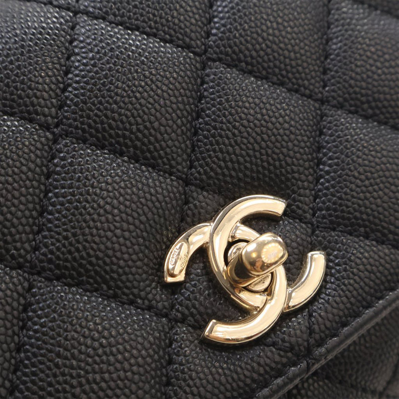 Extra Mini Quilted Caviar Coco Top Handle Bag - Image 8