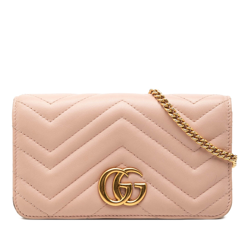 Mini GG Marmont Matelasse Calfskin Wallet On Chain