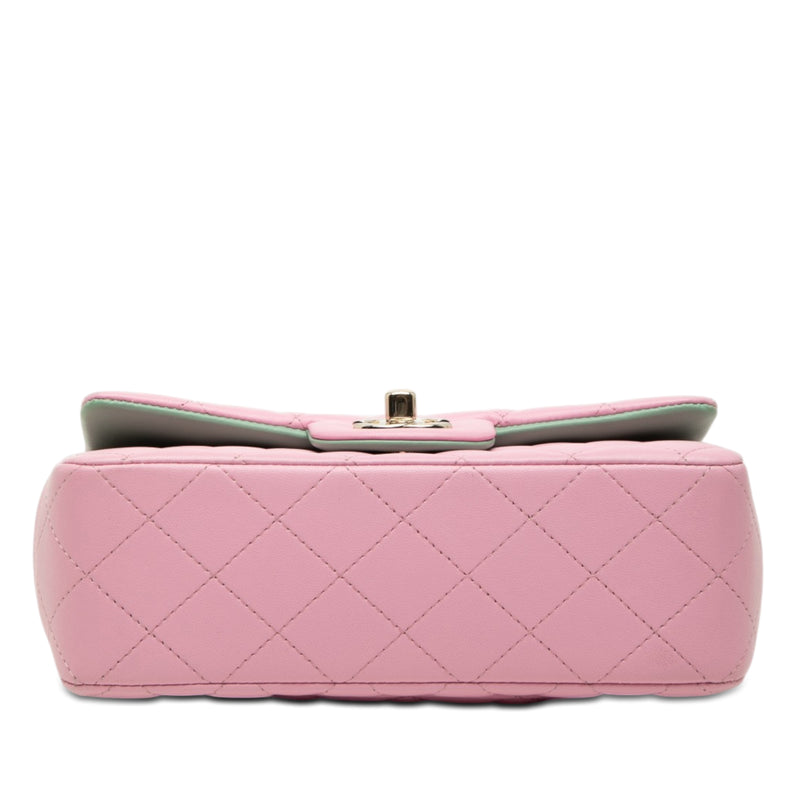 Mini Rectangular Bicolor Quilted Lambskin Top Handle Flap - Image 3