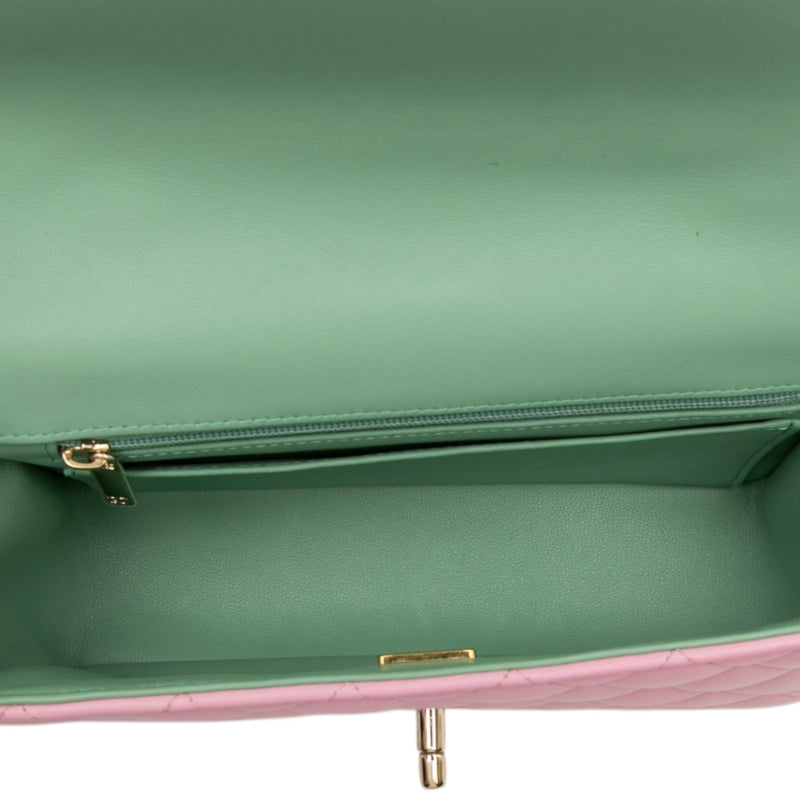 Mini Rectangular Bicolor Quilted Lambskin Top Handle Flap - Image 4