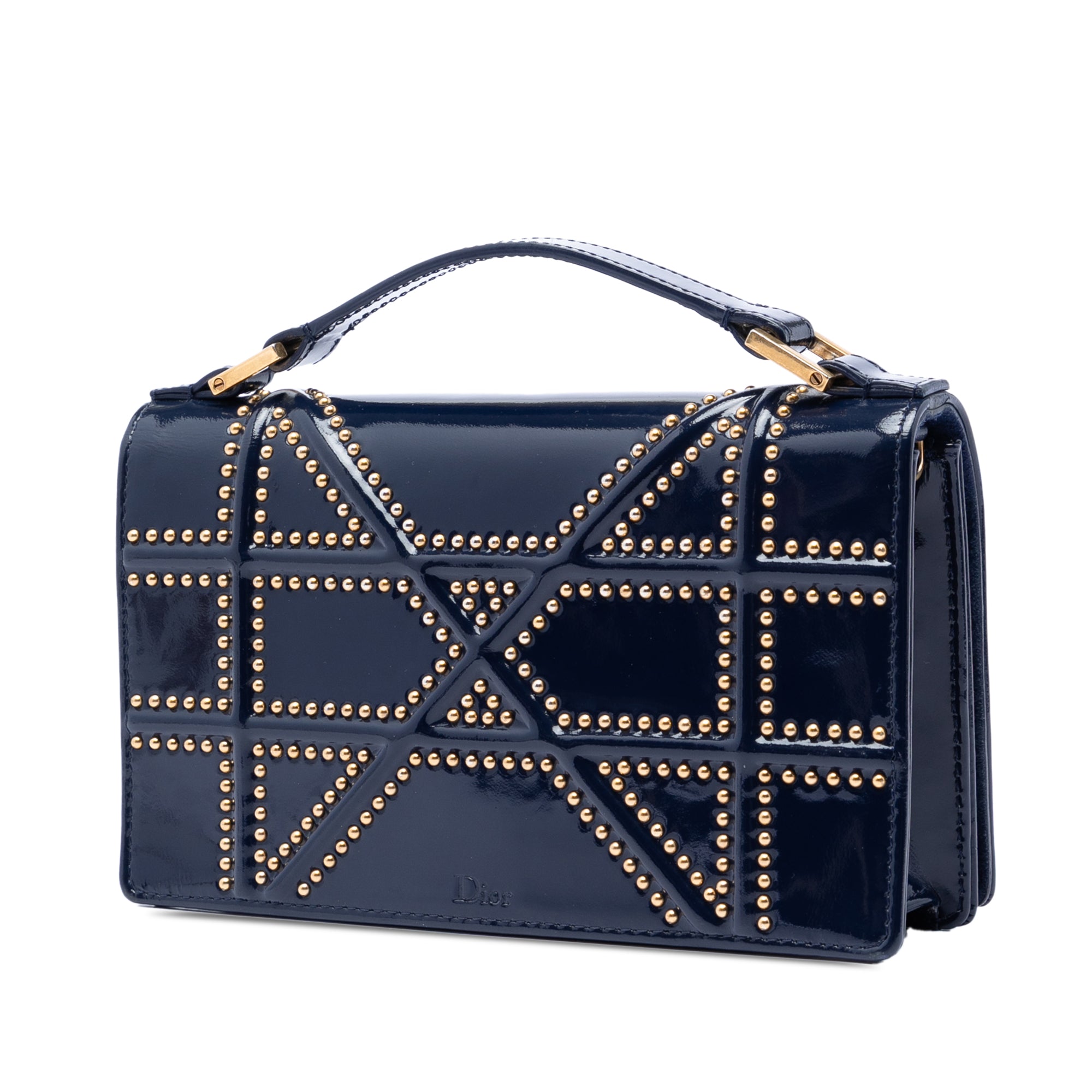 Patent Studded Diorama Top Handle Wallet on Chain - Image 2