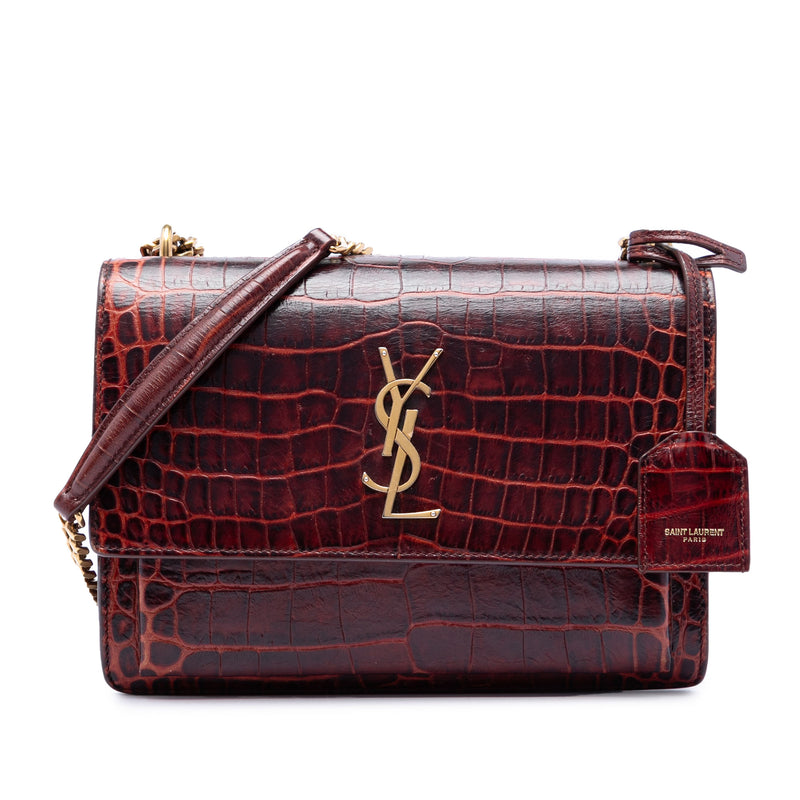 Medium Croc Embossed Leather Monogram Sunset Crossbody