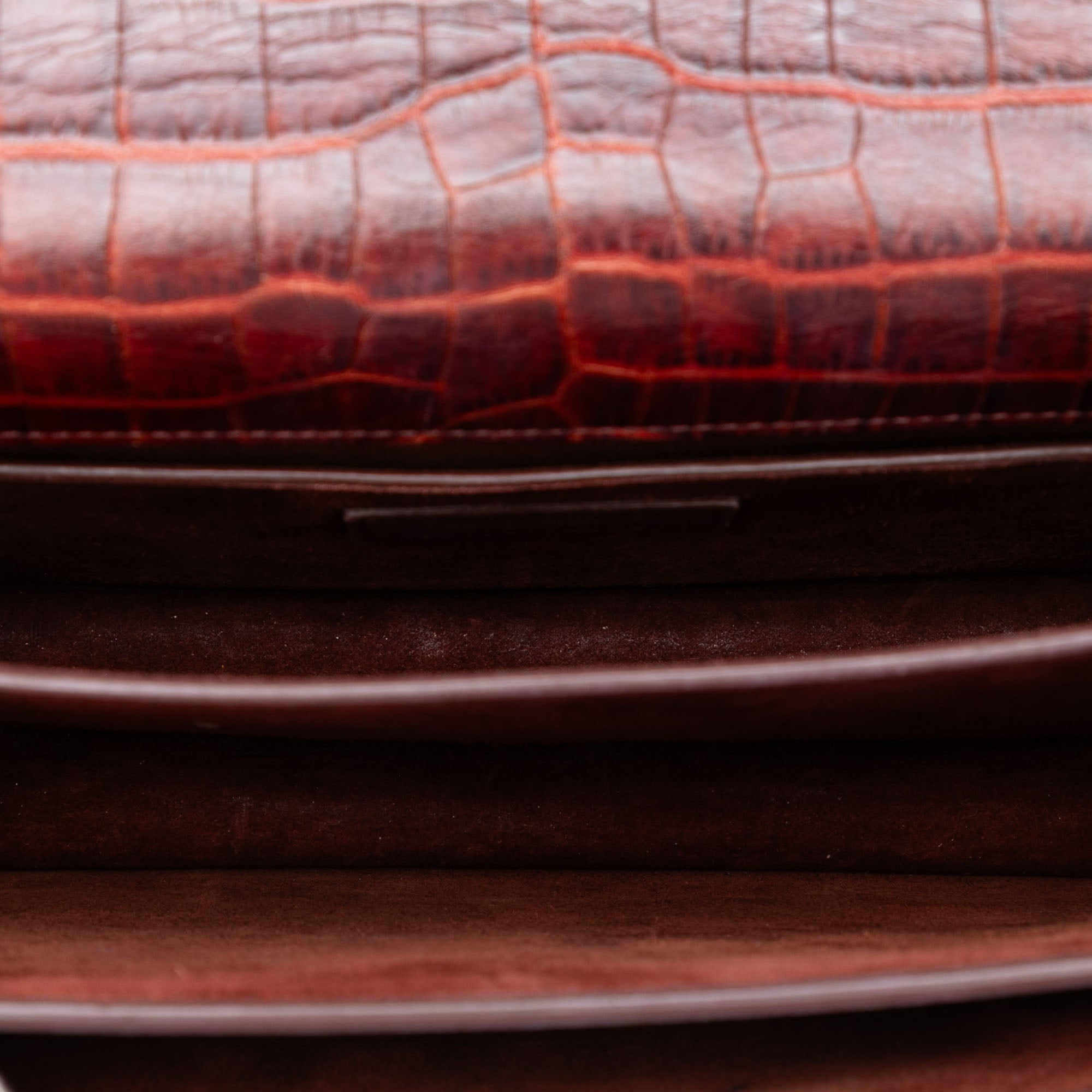 Medium Croc Embossed Leather Monogram Sunset Crossbody - Image 4