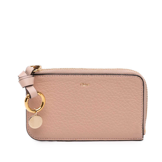 Grained Leather Alphabet Zip  Card Holder - Image 1