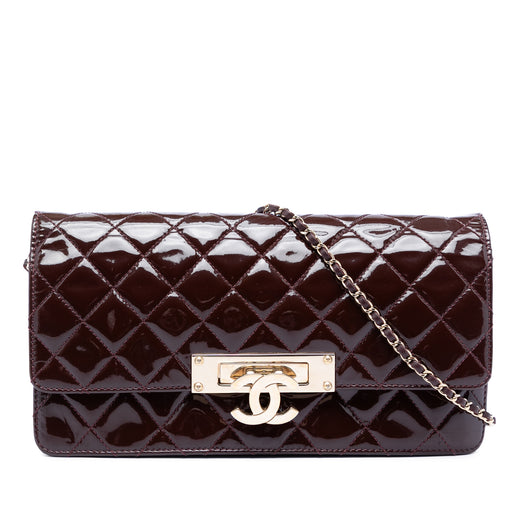 Quilted Patent Golden Class East West Wallet on Chain - Image 1