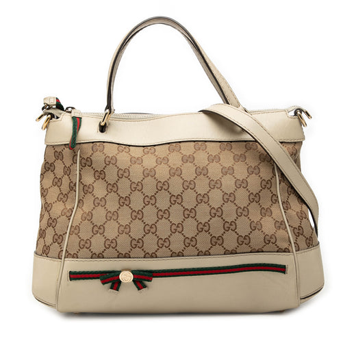 GG Canvas Web Mayfair Satchel - Image 1