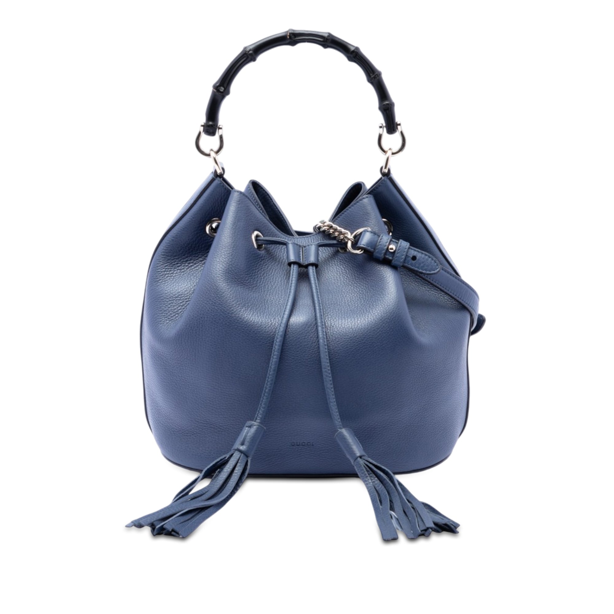 Pebbled Calfskin Miss Bamboo Tassel Bucket Bag - Image 1