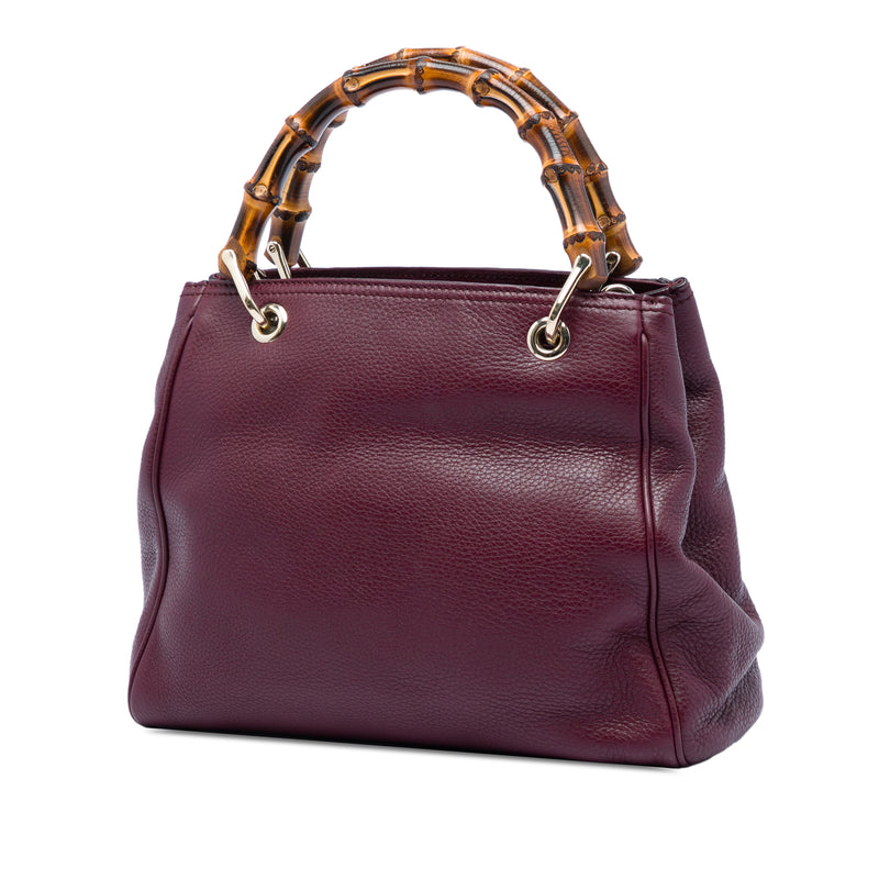 Small Calfskin Bamboo Shopper Satchel - Image 2