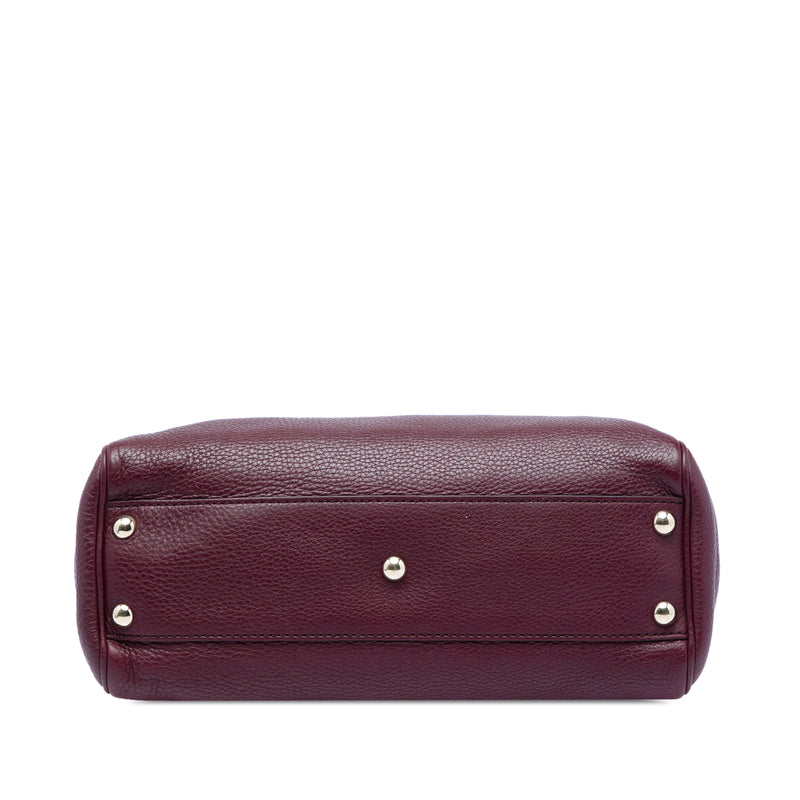 Small Calfskin Bamboo Shopper Satchel - Image 3