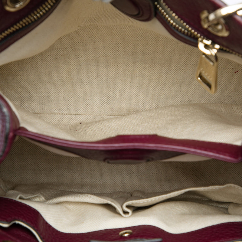 Small Calfskin Bamboo Shopper Satchel - Image 4