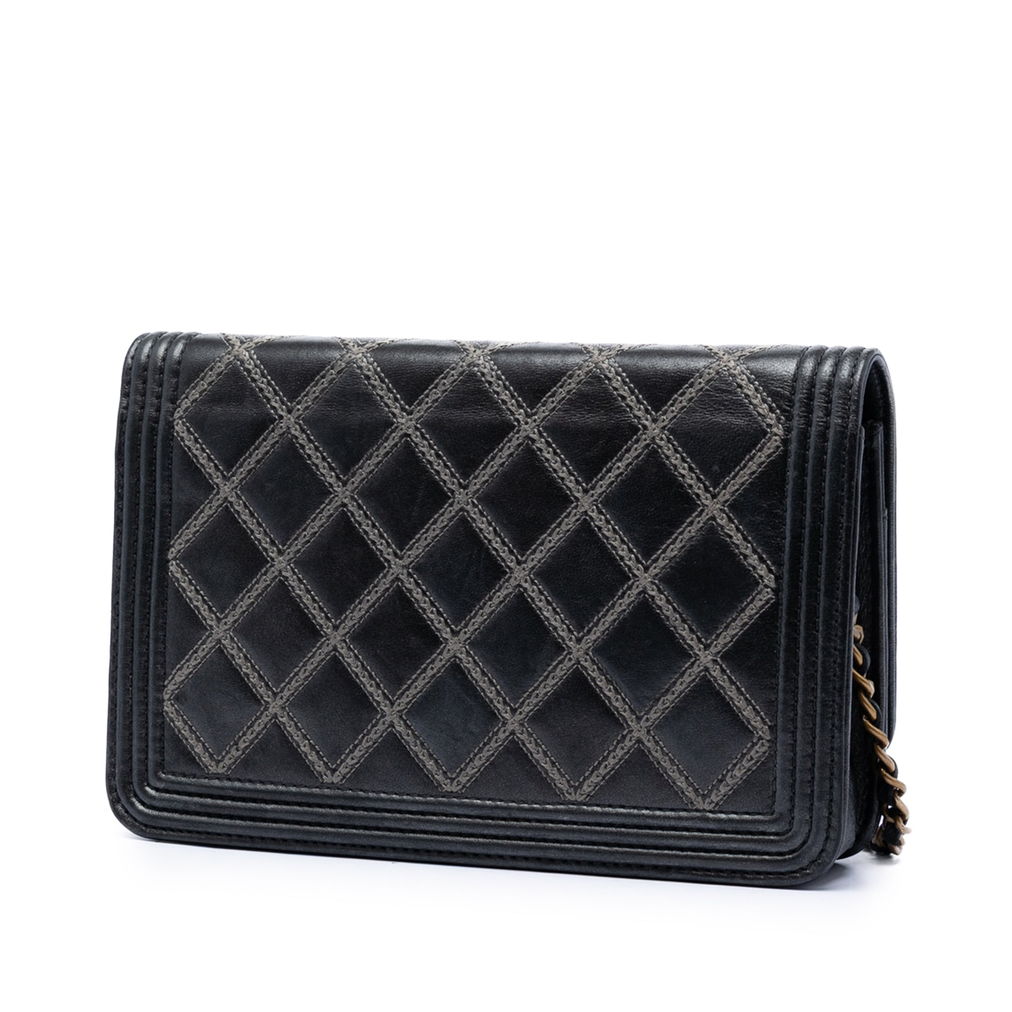 Quilted Lambskin Double Stitch Boy Wallet On Chain - Image 2