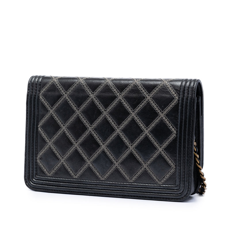 Quilted Lambskin Double Stitch Boy Wallet On Chain - Image 2