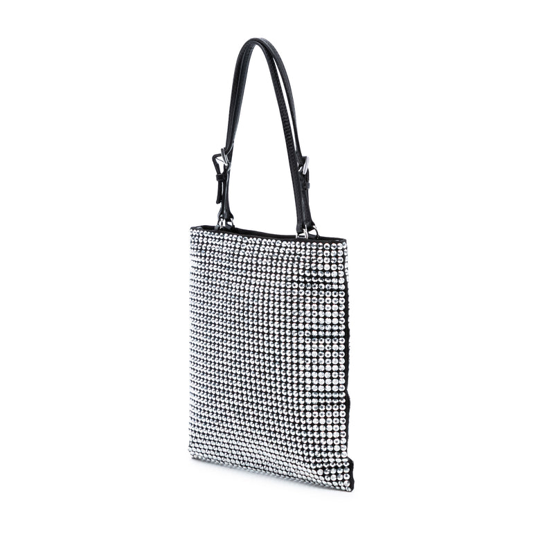 Satin Crystal Embellished Chain Flat Tote - Image 2