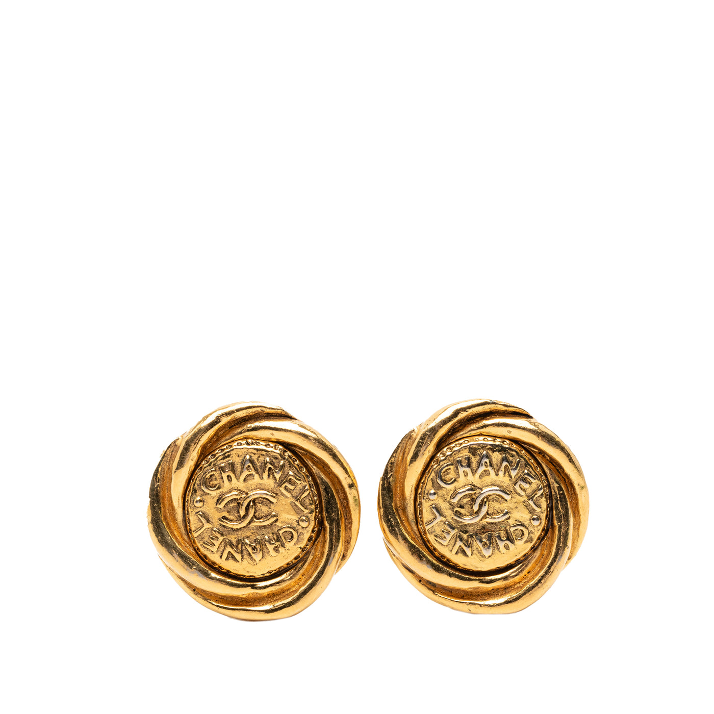 CC Gold Plated Round Clip On Earrings - Image 1