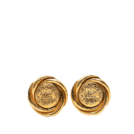 CC Gold Plated Round Clip On Earrings - Image 1