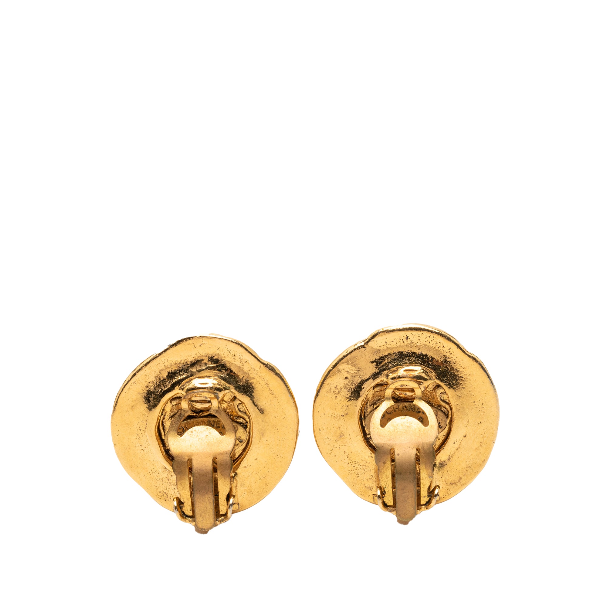 CC Gold Plated Round Clip On Earrings - Image 2