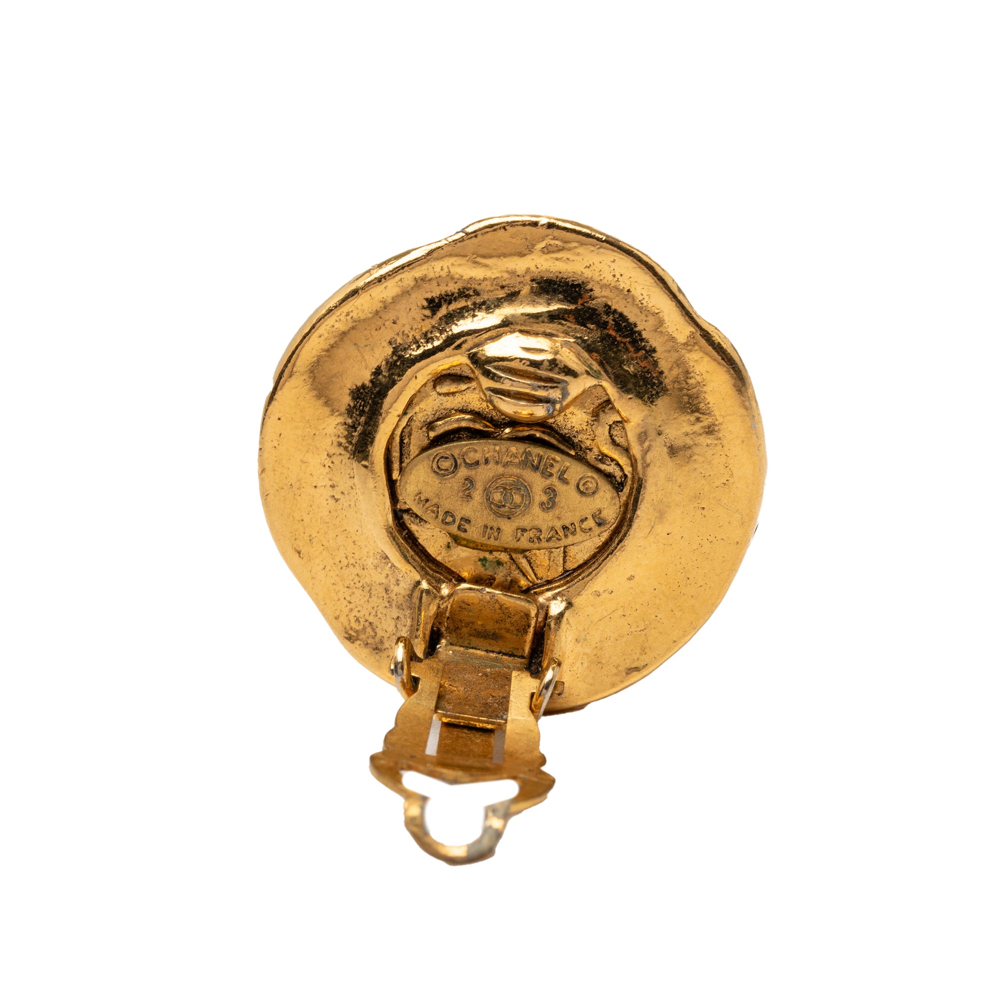 CC Gold Plated Round Clip On Earrings - Image 3