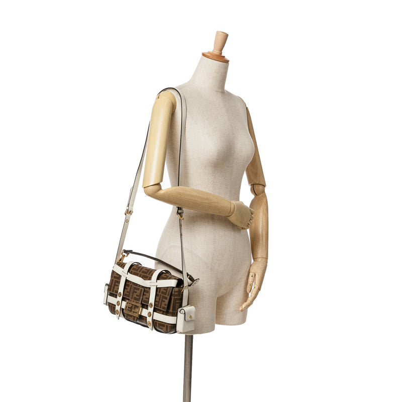 Zucca Glazed Fabric Cage Baguette Satchel - Image 12