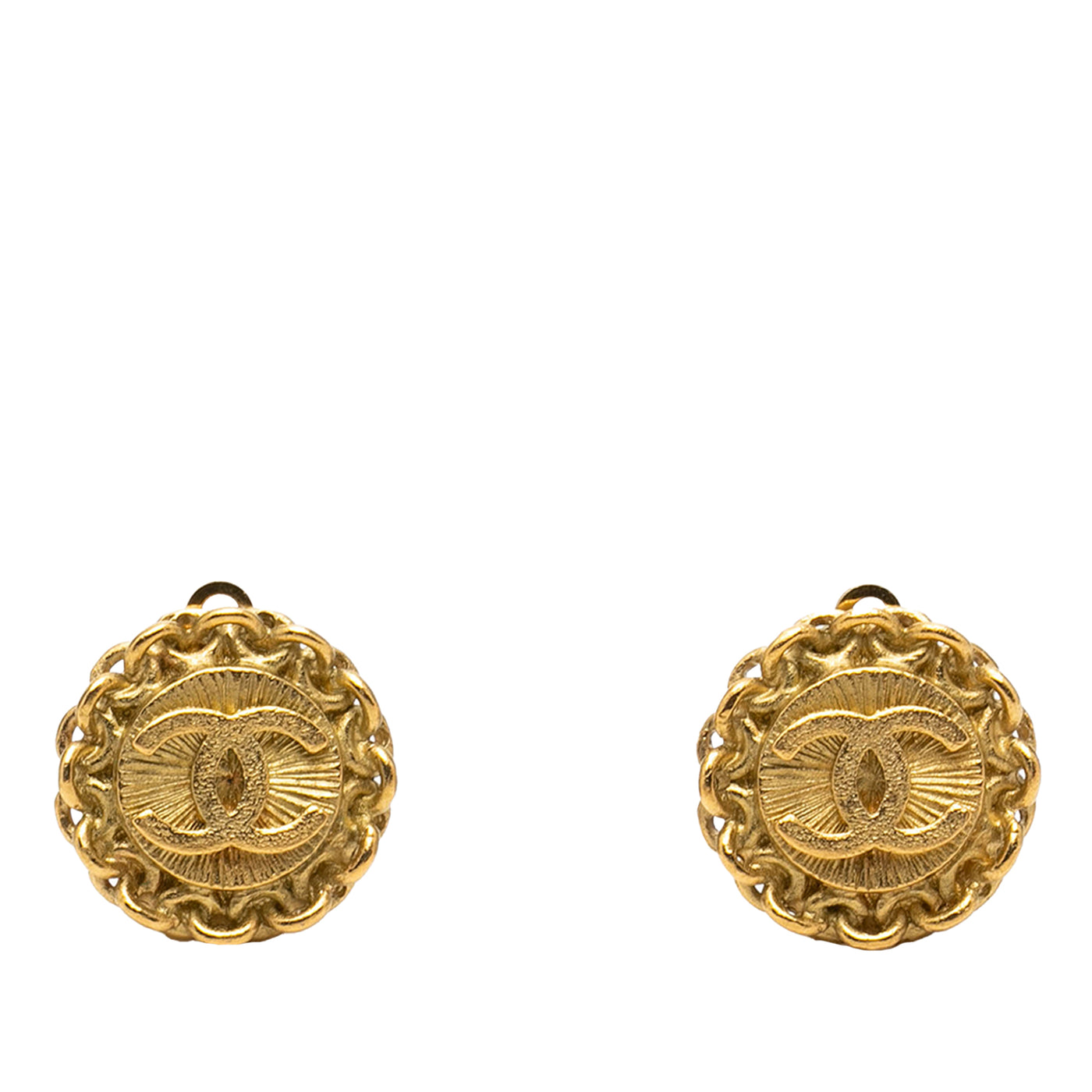 CC Gold Plated Round Clip on Earrings - Image 1