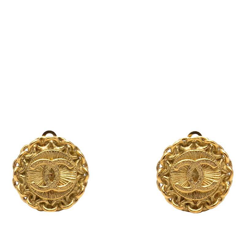 CC Gold Plated Round Clip on Earrings