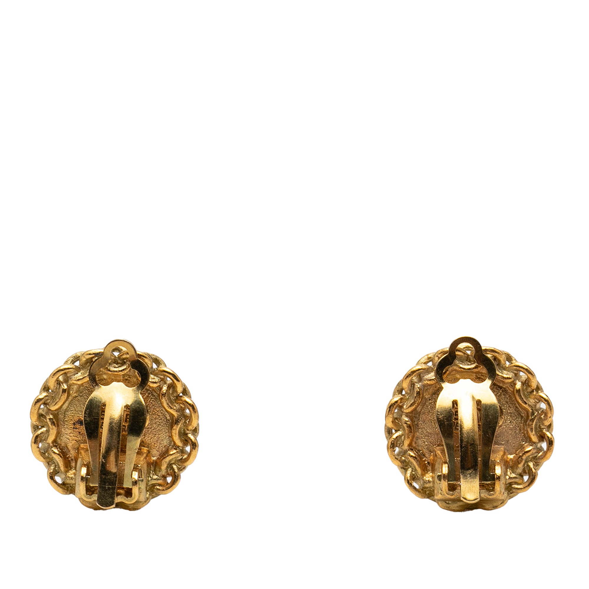 CC Gold Plated Round Clip on Earrings - Image 2
