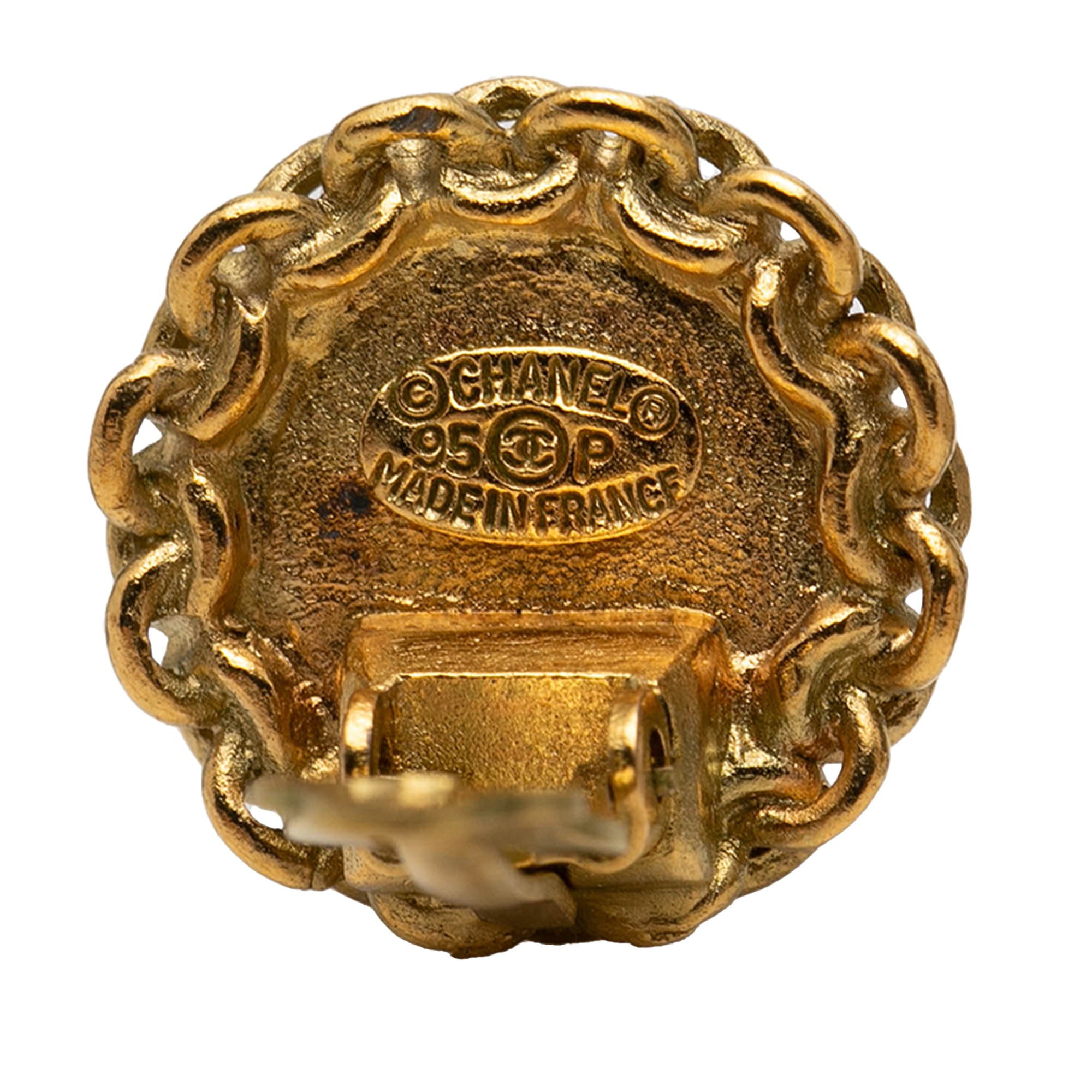 CC Gold Plated Round Clip on Earrings - Image 3